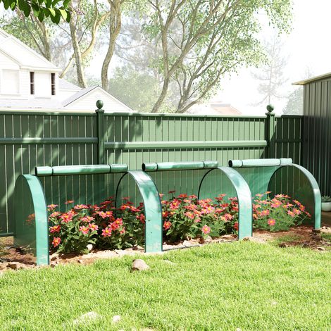 Mini serra da giardino, serra per pomodori, 3,5 m di lunghezza x 1 m di larghezza x 0,8 m di altezza, acciaio, polietilene ad alta densità 140 g/m², resistente ai raggi UV, 3 finestre, verde.