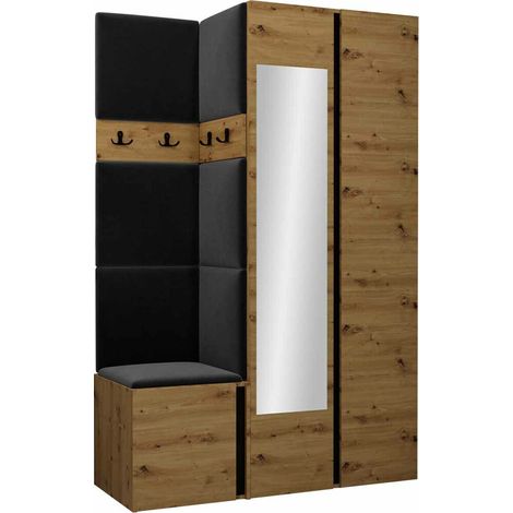 Conjunto para recibidor Pinis XXVI, Manila 18, 186x116x46cm, Espejo, Tapiz, Aglomerado laminado, Colocada, Montada en la pared
