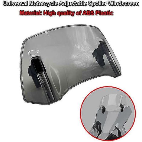 Compatible avec Yamaha, Kawasaki, Honda et BMW. Extension de pare-brise universelle pour moto, aileron réglable, déflecteur de pare-brise à fixation par pince - Teinte fumée claire. (1/5)