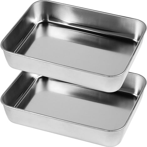 Set mit 2 rechteckigen Backblechen, 430er Edelstahl, spülmaschinenfest, 23,8 x 18 x 4,7 cm