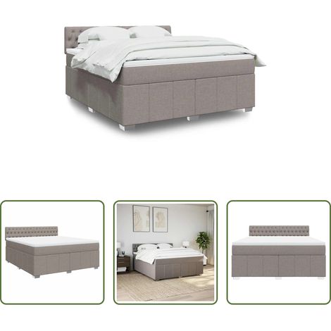 vidaXL Taschenfederkern - Boxspringbett mit Matratze Taupe 180x200 cm Stoff (1/5)