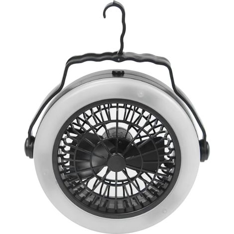 Ventilateur Lampe LED - Pour Tente Camping Randonnée Extérieur - Avec Crochet Intégré - Alimenté Par 3 Piles AA - 20 x 20 x 6,3 cm (1/5)