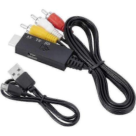 Câble adaptateur RCA vers HDMI, adaptateur RCA mâle 3 broches vers HDMI, 1 mètre/3,2 pieds de long, compatible avec de multiples appareils, convertisseur vidéo haute définition. (1/4)