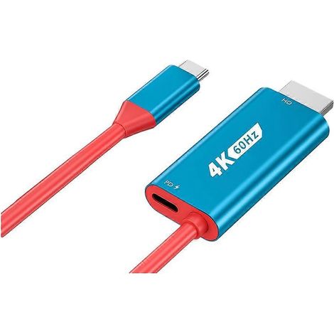 Câble USB-C vers HDMI compatible Switch2/1 pour jeux, TVHD 4K 1080p 60 Hz, compatible avec ordinateurs portables, tablettes et téléphones portables. (1/5)
