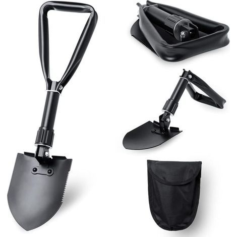 Noir - Mini Pelle Pliable et Portable multifonctionnelle Pelle Pliante Militaire Plus DE 30 MODÈLES Camping Plage Jardinage Voitu (1/4)