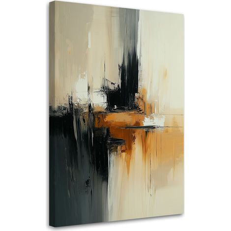 Quadro su tela, Astratto beige arancione nero - 80x120 (1/2)