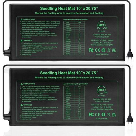 Nazalus-Vente 10 "X 20.75" Tapis Chauffant Pour Semis Coussin Chauffant Pour Serre,Tapis Chauffant Imperméable Pour La Germination Des Graines,(2 Pack) Terrarium (1/5)
