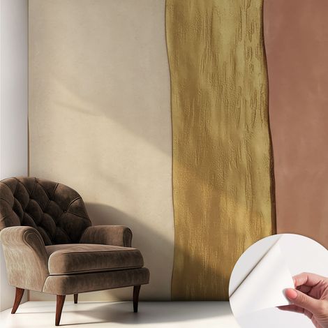 Papier peint adhésif autocollant pour salon chambre à coucher tendance et originale Bandes ondulées 250x250 cm (1/5)