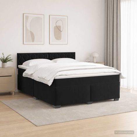 Cama con Base Tapizada, Colchón y Luz LED Negro 140 x 190 cm (1/5)