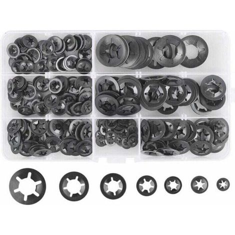 280 Pcs Rondelles De Blocage Rondelles De Verrouillage, Rondelles À Verrouillage Rapide De Rondelles De Verrouillage En Acier M3 M4 M5 M6 M8 M10 M12, 7Tailles, Noir (1/4)