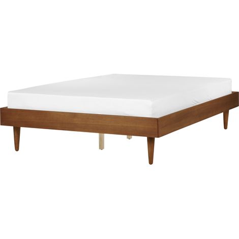 Cama moderna 140 x 200 cm con somier de láminas sin cabecero madera de fresno marrón Toucy (1/5)