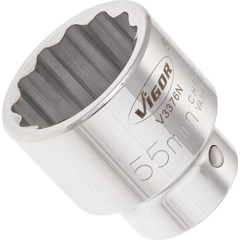 VIGOR Douille à double hexagone 1 pouce, carré creux 25 mm, profil XZN V3376N, 80 mm (1/2)