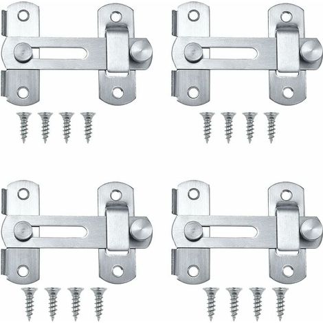 Loquet Coulissant - Loquet Porte En Acier Inoxydable - Pour Portes Fenêtres Jardin - 4 Pièces - 100 mm (1/5)