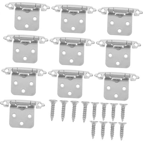 Lot de 10 charnières de porte de placard en fer avec mécanisme de fermeture amortie et finition argentée (1/5)