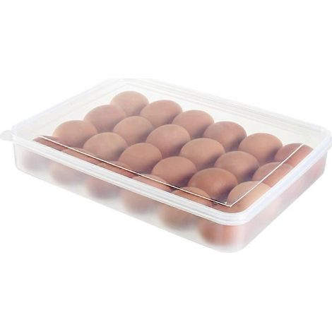 Bac à légumes à 24 compartiments pour réfrigérateur, à un seul niveau, avec couvercle, en plastique, boîte de rangement pour aliments (plateau à œufs) (1/2)