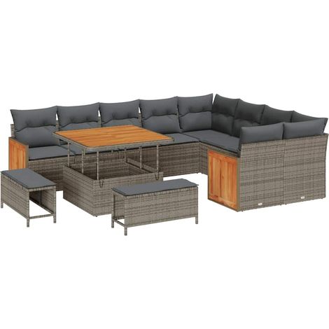 Maison Exclusive - Set Divano da Giardino con cuscino 13 pcs Grigio polyrattan