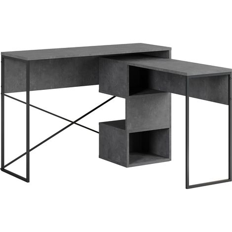 Modularer Holzschreibtisch "Badau" - 110 x 102 x 77 cm - Grau