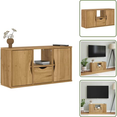 vidaXL Meuble TV avec tiroir ODDA 79x24x40 cm bois massif pin (1/5)