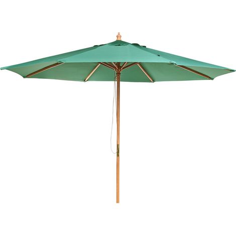 Parasol de Jardin en Bois Massif à Mât 270 cm Mécanisme à Cordon Vert Toscana (1/5)