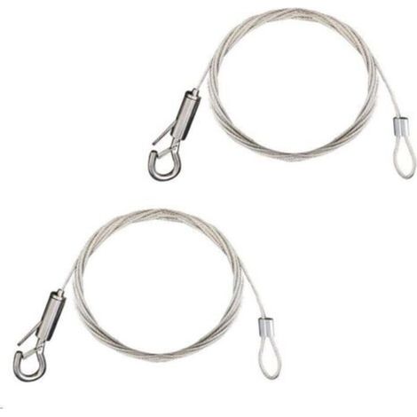 2pcs Fil Suspension Cadre en Acier Inoxydable Câble Acier Galvanisé avec Tendeur et Crochet Fil Suspendu pour Cadre Photo/Lumière/Cimaise/Miroir/Rideaux-1.5mm x 2m Chargé Max de 30KG