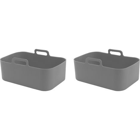 Set mit 2 wiederverwendbaren und antihaftbeschichteten Silikonkörben und -matten für die Ninja DZ201 Foodi 8QT Fritteuse (grau) (1/5)