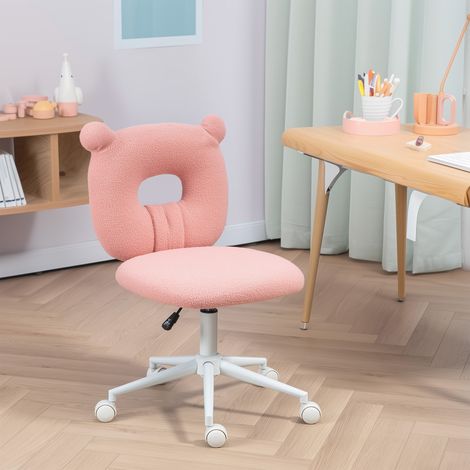 Chaise Peau Mouton Enfants Siège Hauteur Réglable Dossier Forme Ours Charge Article Enfant Rose 120 kg