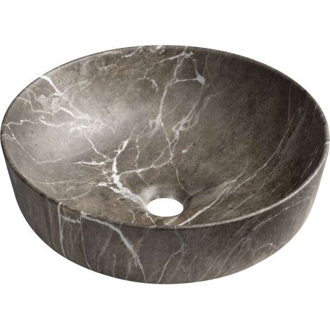 Sapho - Aufsatzwaschbecken Rondea, Durchmesser 41 cm, ohne Überlauf, ohne Hahnloch, breccia Marmor AR445BM (1/5)