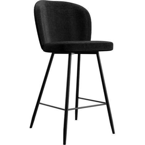 Chaise de bar Jackson 101, Noir + Magic Velvet 2219, 109x48x54cm, Tissu, En bois