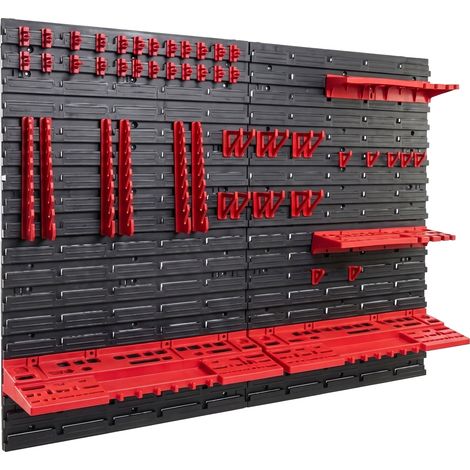 Peg Medium - 4 Panneaux Perforés Porte-Outils d'Atelier 68 Pièces Support de Rangement Mural en Métal Noir (1/5)