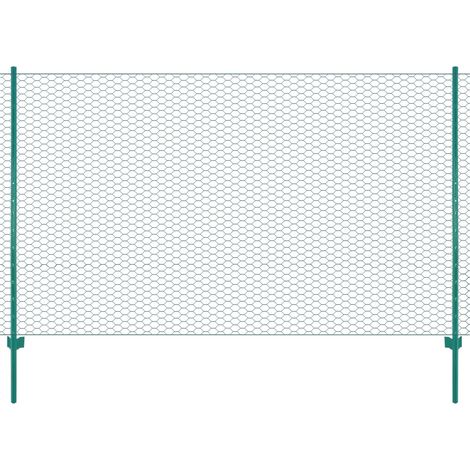 Clôture en grillage Clôture de jardin métallique avec poteaux Acier 25x2 m Vert 66873 (1/4)