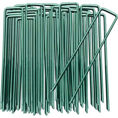 Ground Cover Pegs, 50 Pcs Green Ground Cover Pegs, Fabric Staples for Securing Ground Covers, Garden Stakes for Yard, Mulch and Artificial Grass (1/5)