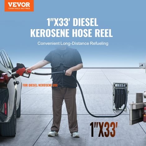 Enrouleur de Tuyau de Carburant 25,4 mm x 10 m Dévidoir Tuyau de Diesel Rétractable Extra Long Buse de Ravitaillement Auto (1/5)
