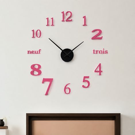 Horloge murale 3D DIY phosphorescente 40 cm rose A05 a05 réf 5225 300 g – Livraison gratuite