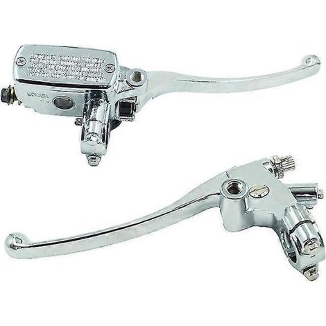 Maître-cylindre de frein hydraulique 7/8" (22 mm) argenté pour moto Yamaha, Suzuki et Honda, avec piston de 14 mm (côté gauche).