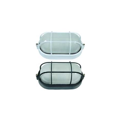 Plafoniera Ovale Con Gabbia In Alluminio Per Esterno - 60w IP54 mm.210x107x95h. nero