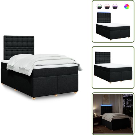 vidaXL Sommier à lattes de lit avec matelas noir 120x190 cm tissu