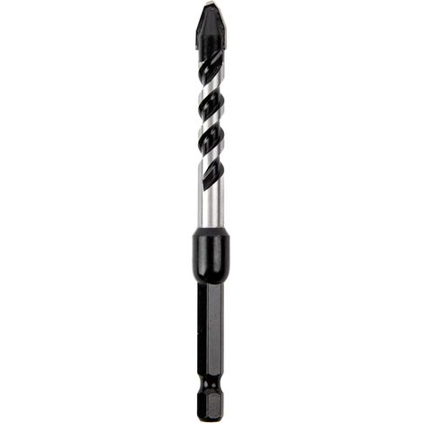 Foret Maçonnerie et Carrelage 8mm x 105mm, Pointe Flèche Carbure Impact, Emmanchement Hex 1/4 Pouce Quick-Lock, Pour Brique Béton Parpaing Faïence, Visseuse à Choc Pro, T3115 080 (1/5)