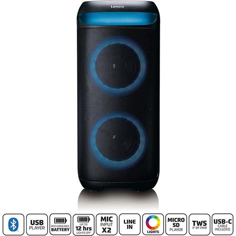 Altavoz Bluetooth para fiestas, luces LED, 100 W, emparejamiento TWS