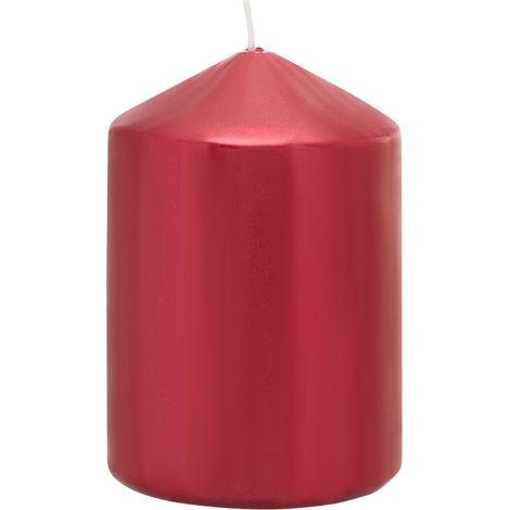 Kerze MagicHome Weihnachten, 7x10 cm, zylindrisch, rot, Metallic-Effekt (1/2)
