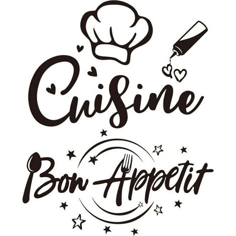 Stickers Muraux Autocollant Texte Française Cuisine et Bon Appetit Citation Restaurant Salle à Manger Décoration Home Décalque Wall Sticker DIY Peinture Chambre Salon (1/4)