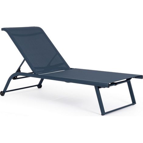 KLULK Lettino Prendisole In Alluminio Blu, Con ruote, Rivestito In Texilene, Schienale Reclinabile 4 Posizioni 70x182x34 cm (1/5)