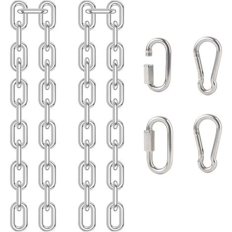 2-teilige Hängesesselkette, Verlängerungskette aus Edelstahl 304 mit 4 Karabinerhaken für Hängesessel, Hängesessel für den Außenbereich (1/5)