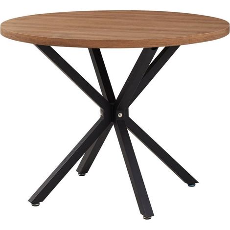 Runder Esstisch 100cm Dunkelbraun mit schwarzen Metallbeinen für 4-6 Personen (1/5)