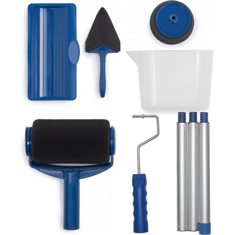 Rouleau à peinture sans couture Paint Roller Set Runner Pro pour la peinture de murs, portes, planchers, plafonds, Toit ou autre grande surface, pas de préparation, pas de désordre (6 pièces）
