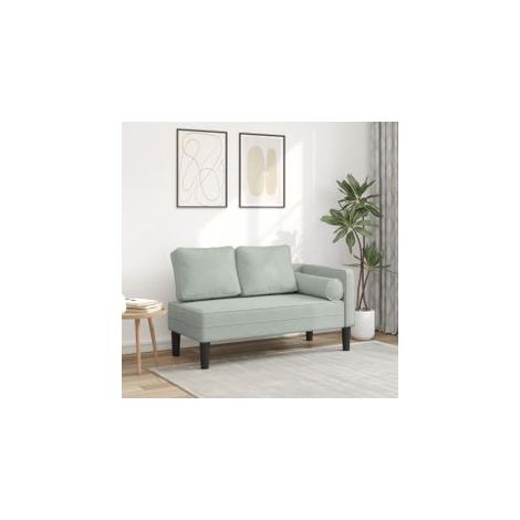 Chaise longue avec coussins gris clair velours (1/5)