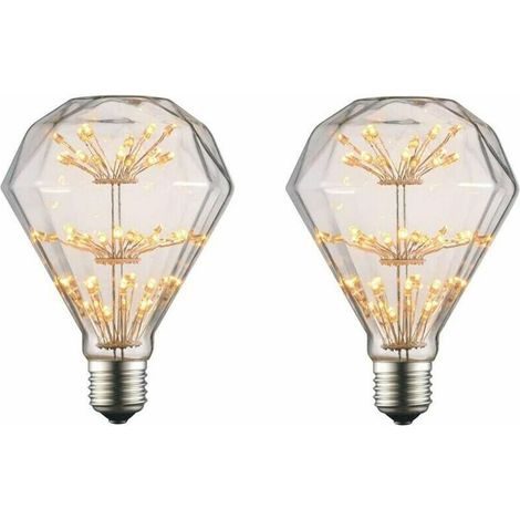 Ampoule LED Vintage Edison G95 Diamond Romance Retro Starlight Ampoule Edison 3W Ampoule LED décorative pour feu d'artifice, 3W (équivalent 25 watts), culot E26/E27, blanc chaud 2300K, lot de 2.- Ampo (1/4)