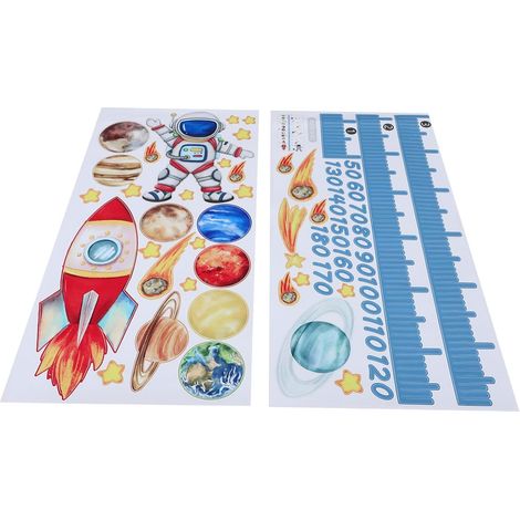 Toise autocollante pour enfants lot de 2 motif astronaute et (1/5)