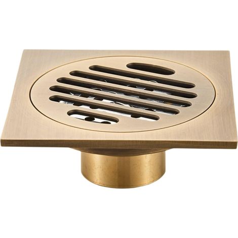 10x10cm Drain de Douche Carré Drain de Sol Douche Drain de Déchets Évier de Douche Carré Accessoire de Salle de Bain Drain de Sol de Douche en Cuivre (1/4)
