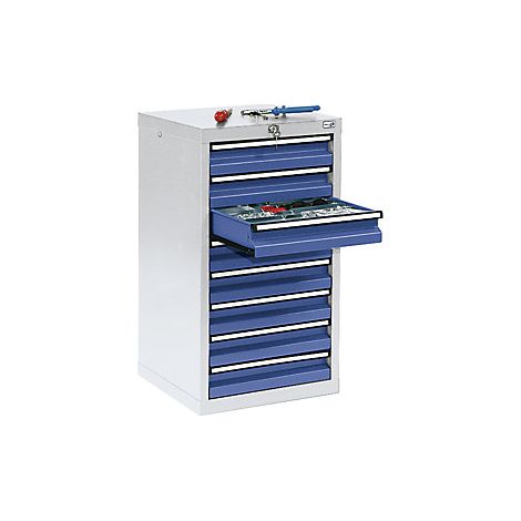Stumpf Schubladenschrank Serie STS 410, 8 Schubladen enzianblau (8x100mm) (1/2)
