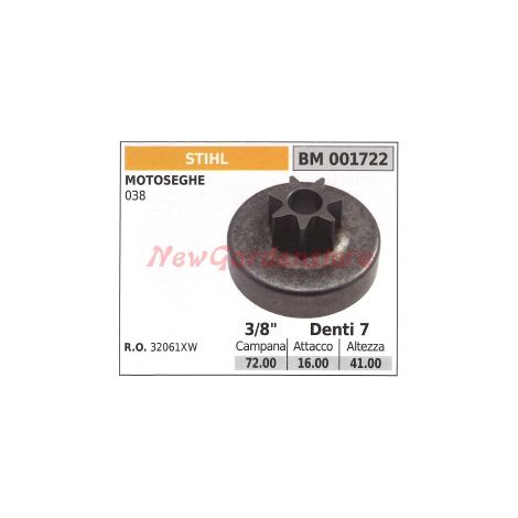 Pignone campana frizione motosega STIHL 038 001722 32061XW